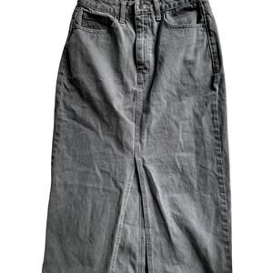 musinsa standard Grunge Dark Grey Long Denim Jean Skirt